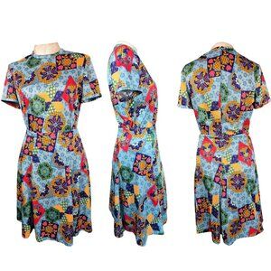 1960's vintage top and skirt set floral and psychedelic patchwork inspired sz M
